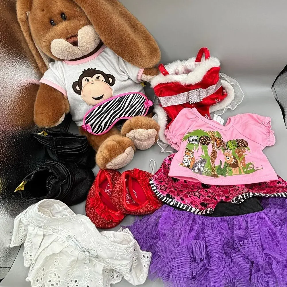 Build a Bear 2003 Vintage Floppy Bunny 11 Piece Clothing & Shoe Accessories Lot